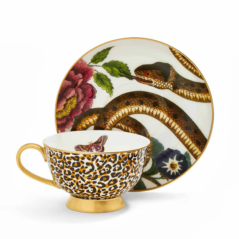 Spode - Creatures of Curiosity - Teacup & Saucer Coupe (Leopard/Snake) - Limolin 