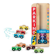 Melissa & Doug - Wooden Stack & Count Parking Garage - parking tower and ten cars
