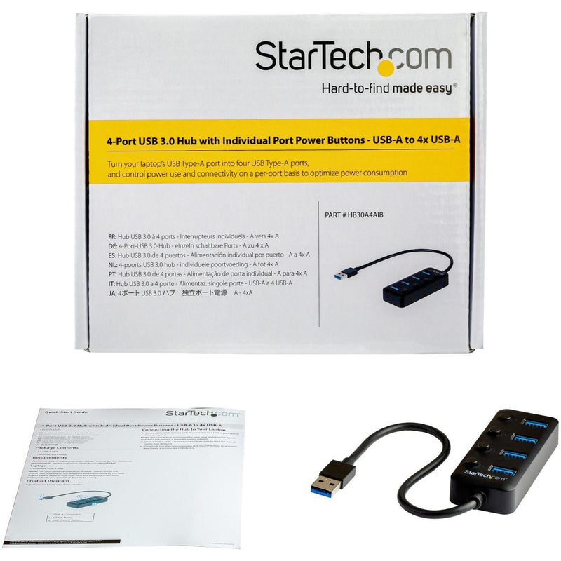 StarTech - 4 Port USB 30 Hub - USB-A to 4x USB 30 - Limolin 