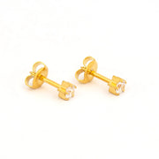 Studex - L100Y Cubic Zirconia Ear Rings Gold 4mm (pair) - Limolin 