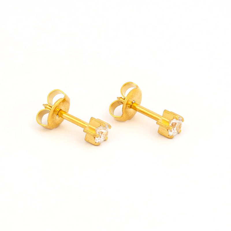 Studex - L100Y Cubic Zirconia Ear Rings Gold 4mm (pair) - Limolin 