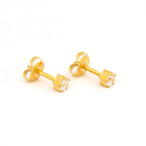 Studex - L100Y Cubic Zirconia Ear Rings Gold 4mm (pair) - Limolin 