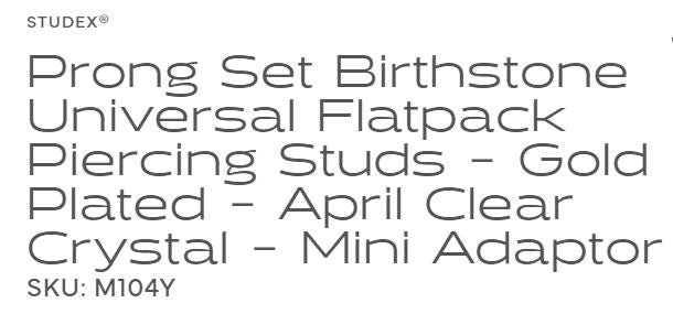 Studex - M104Y April Crystal Tiffany Ear Rings Gold 2mm (pair) - Limolin 