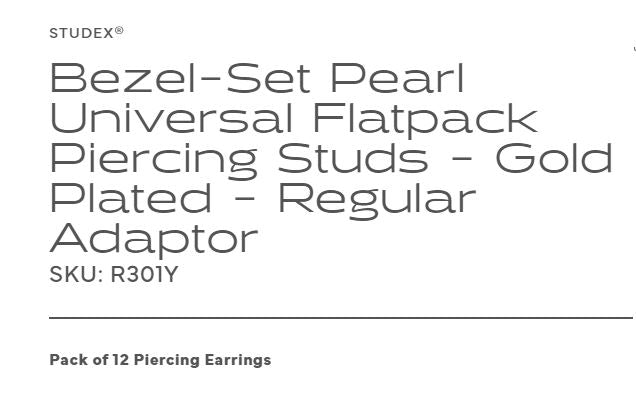 Studex - R301Y White Pearl Bezel Ear Rings Gold 3mm (pair) - Limolin 