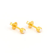 Studex - R301Y White Pearl Bezel Ear Rings Gold 3mm (pair) - Limolin 