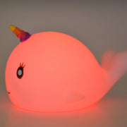 Lumi Pals Narwhal Night Light – illuminated red view