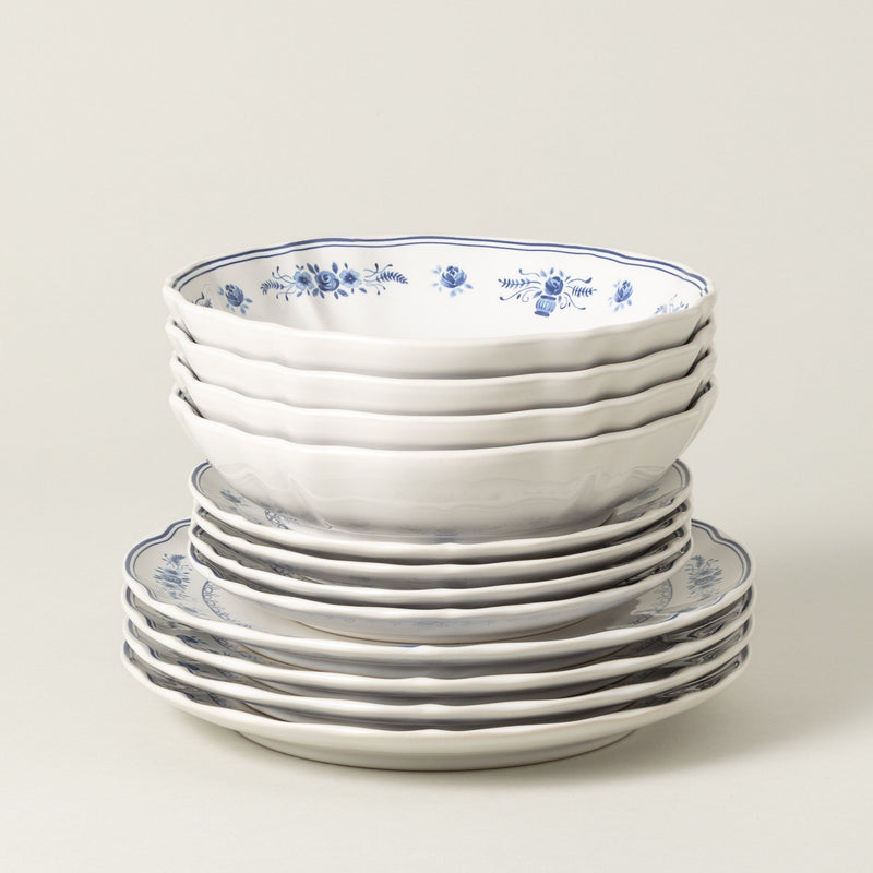 Vila - White-blue 12-piece Dinnerware Set with Soup/pasta Bowl