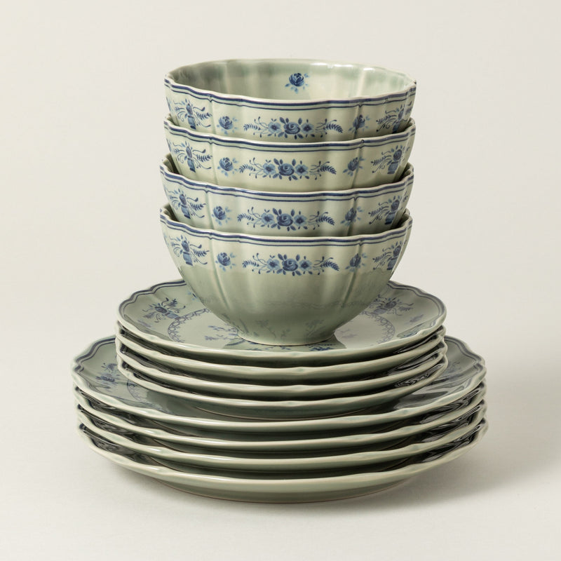 Vila - Olive-blue 12-piece Dinnerware Set with Bowl