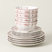 Vila - White-red 12-piece Dinnerware Set with Bowl