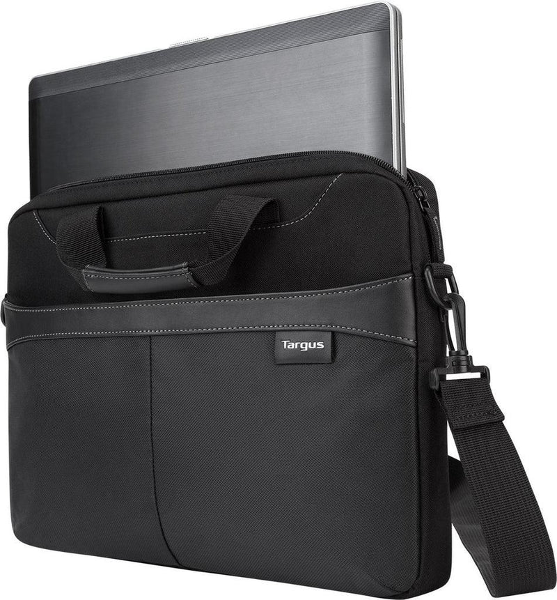 Targus - Laptop Bag 156in Business Casual Slipcase with Shoulder Strap Luggage Pass Through - Black (TSS898) - Limolin 