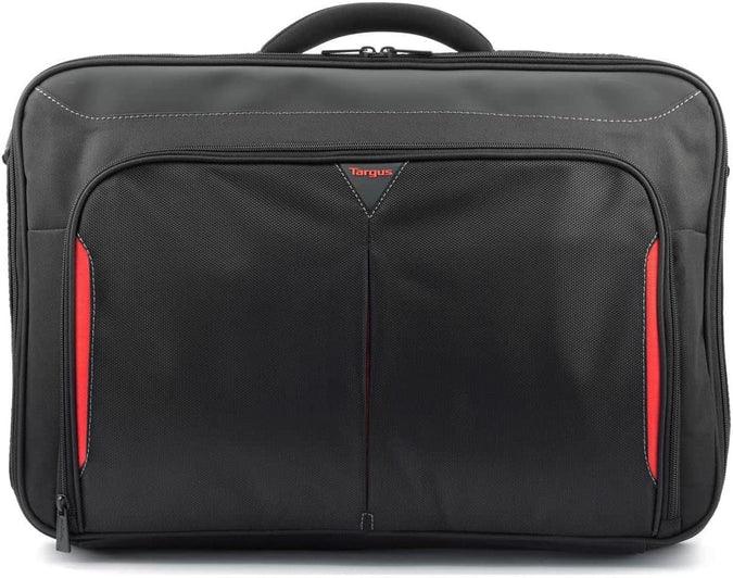 Targus - Laptop Bag 17 - 18in Clamshell Case with Shoulder Strap - Black with Red Trim (CN418GL) - Limolin 