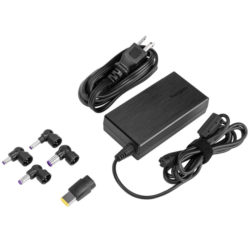 Targus - Universal Laptop Power Adapter 90W Semi Slim with 5 Laptop Tips - Black - Limolin 