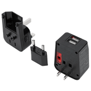 Targus - World Travel Adapter AC Power with 2 Port USB-A 100 - 250 VAC with 4 International Charging Plugs - Black - Limolin 