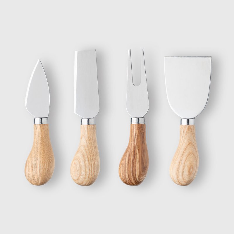 Taylor's Eye Witness - 4 Pc Cheese Knife Set Oak Hndl With Slate Board - Limolin 