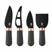 Taylor's Eye Witness - 4Pc Brooklyn Copper Cheese Knife Set - Anti Bacterial Black Ceramic Coated - Limolin 