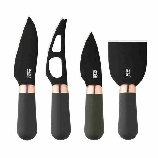 Taylor's Eye Witness - 4Pc Brooklyn Copper Cheese Knife Set - Anti Bacterial Black Ceramic Coated - Limolin 