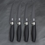 Taylor's Eye Witness - 4Pc Brooklyn Steak Knife Set - Chromeanti Bacterial Hard Black Ceramic Coated - Limolin 