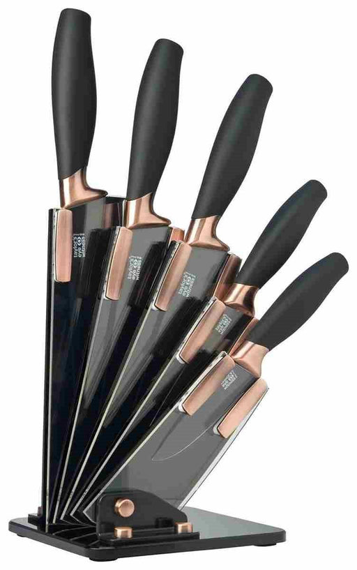 Taylor's Eye Witness - 5Pc Brooklyn Copper Fan Shaped Knife Block Set - Limolin 