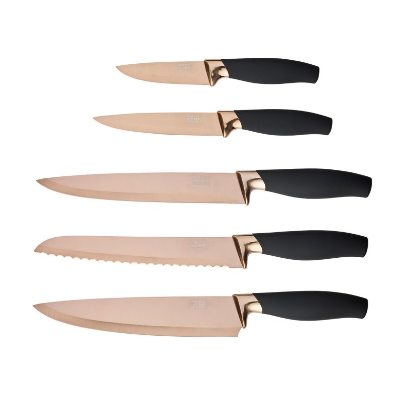 Taylor's Eye Witness - 5Pc Brooklyn Rose Gold Titanium Fan Shaped Knife Block - Limolin 