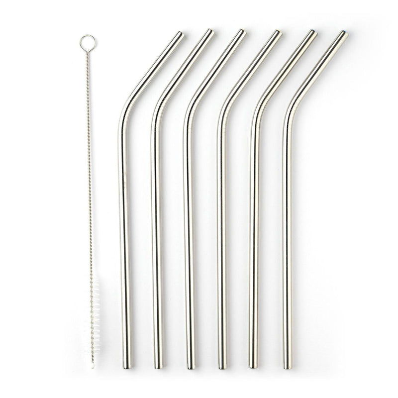 Taylor's Eye Witness - 6Pcs Stainless Steelstraws With Cleaner - 6Xbent 21Cm Stainless Steel - Limolin 
