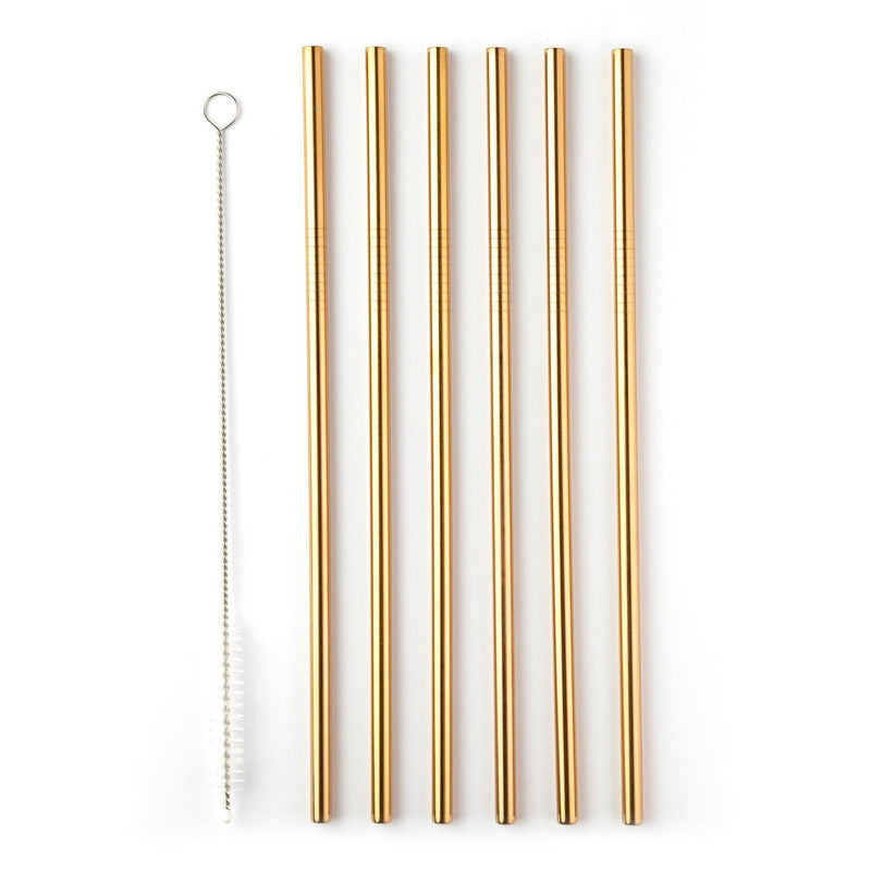Taylor's Eye Witness - 6Pcs Stainless Steelstraws With Cleaner - 6Xstraight 21.5Cm Rose Gold - Limolin 