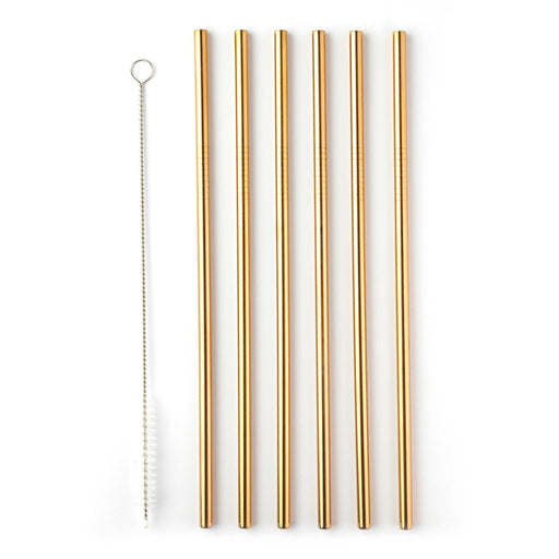 Taylor's Eye Witness - 6Pcs Stainless Steelstraws With Cleaner - 6Xstraight 21.5Cm Rose Gold - Limolin 