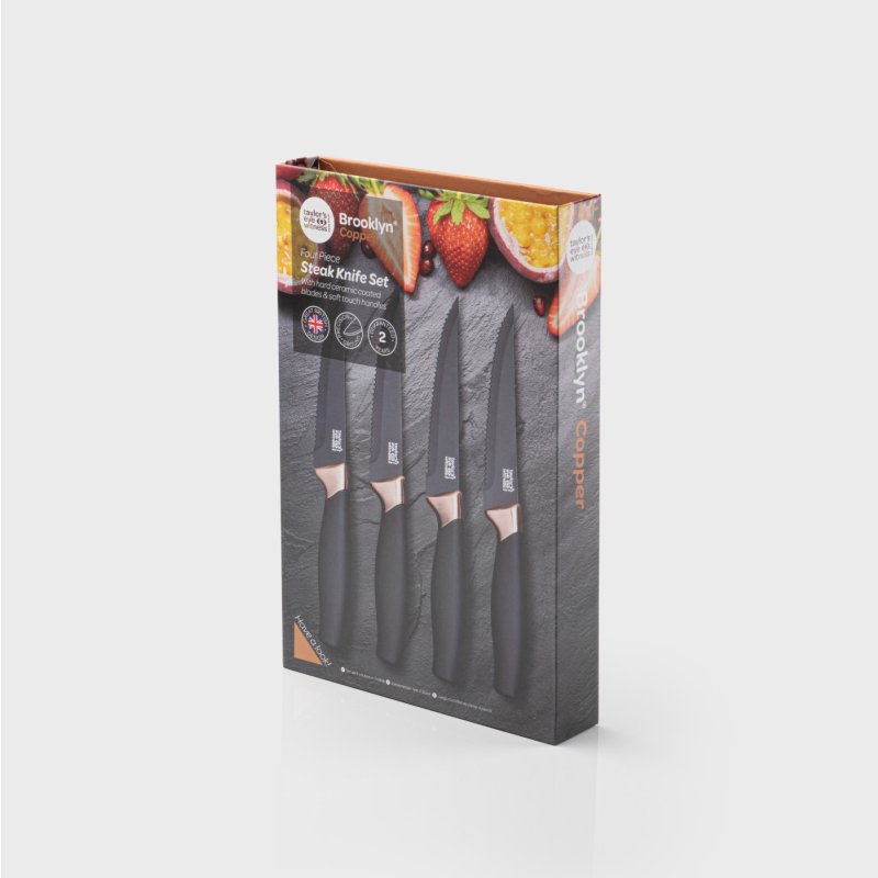 Taylor's Eye Witness - Brooklyn 4Pc Steak Knife Set - Copper Bolster - Limolin 