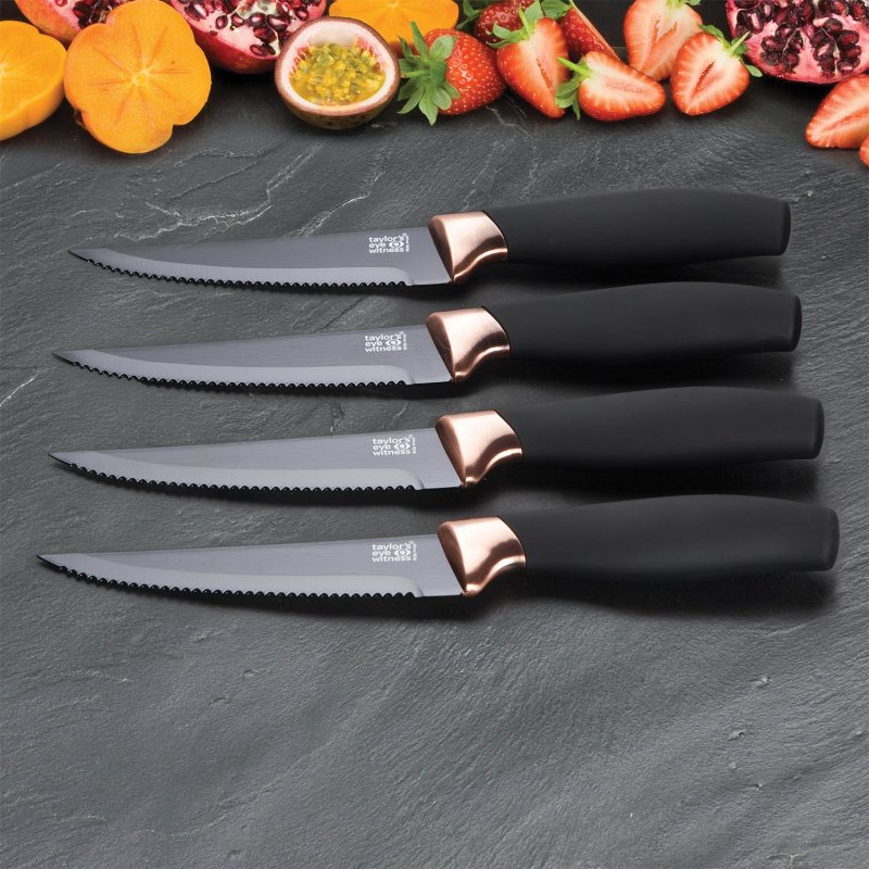 Taylor's Eye Witness - Brooklyn 4Pc Steak Knife Set - Copper Bolster - Limolin 