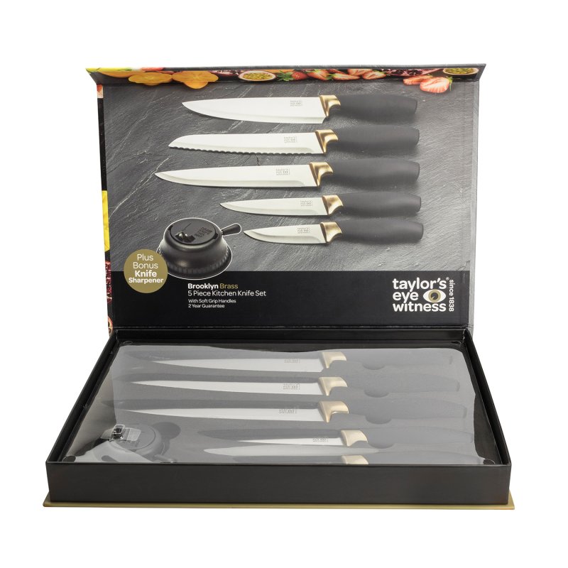 Taylor's Eye Witness - Brooklyn Brass 5 Pc Knife Set - Limolin 