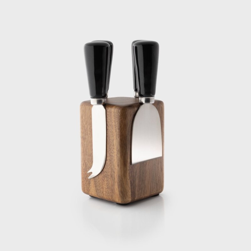 Taylor's Eye Witness - Ceramic Cheese Knife Set Black W/Block - Limolin 