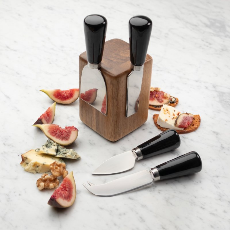 Taylor's Eye Witness - Ceramic Cheese Knife Set Black W/Block - Limolin 