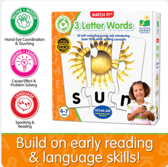 The Learning Journey - MATCH IT! - 3 LETTER WORDS - Limolin 