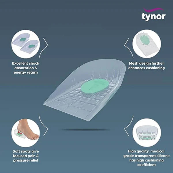 Tynor Silicone Heel Cup with Gel Spot – Ultimate Cushioning for Heel Pain Relief (Pair) - Limolin 