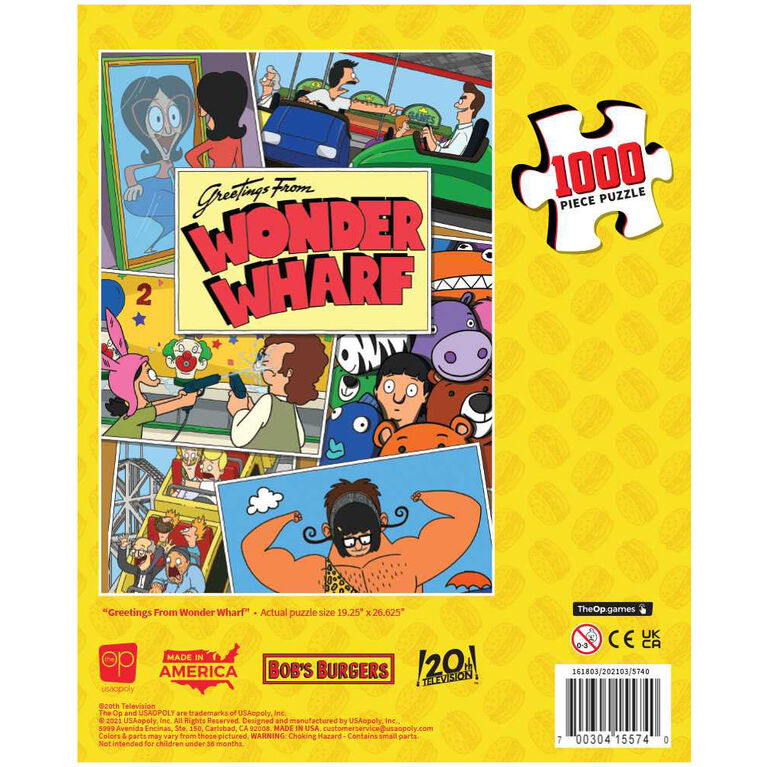 USAopoly - Puzzle - Bob's Burgers Greetings From Wonder Wharf (1000-Piece Puzzle) - Limolin 