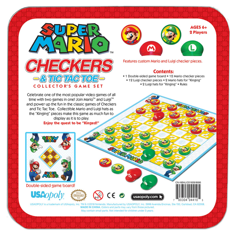 USAopoly - Tic Tac Toe/Checkers - Super Mario Vs Luigi - Limolin 