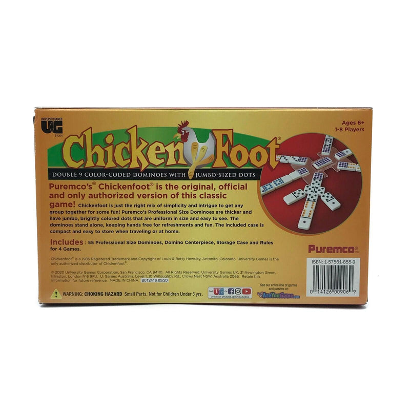 University Games - Chickenfoot - Double 9 - Color Dot - Dominoes - Limolin 