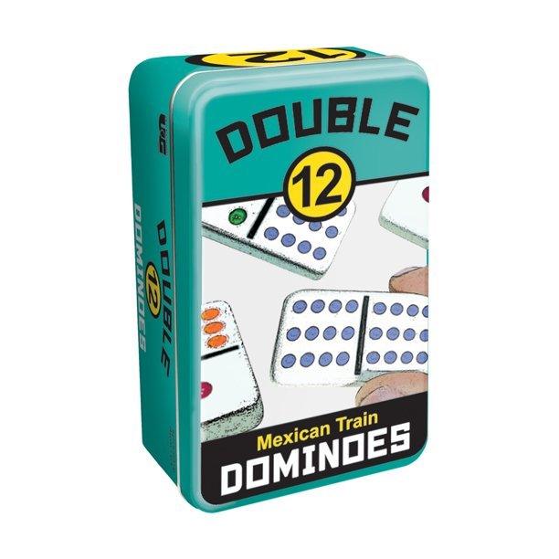 University Games - Dominoes - Mexican Train - Double 12 - Color - Tin - Limolin 