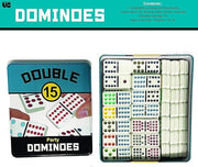 University Games - Dominoes - Party - Double 15 - Color - Tin - Limolin 