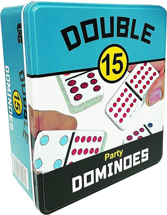 University Games - Dominoes - Party - Double 15 - Color - Tin - Limolin 