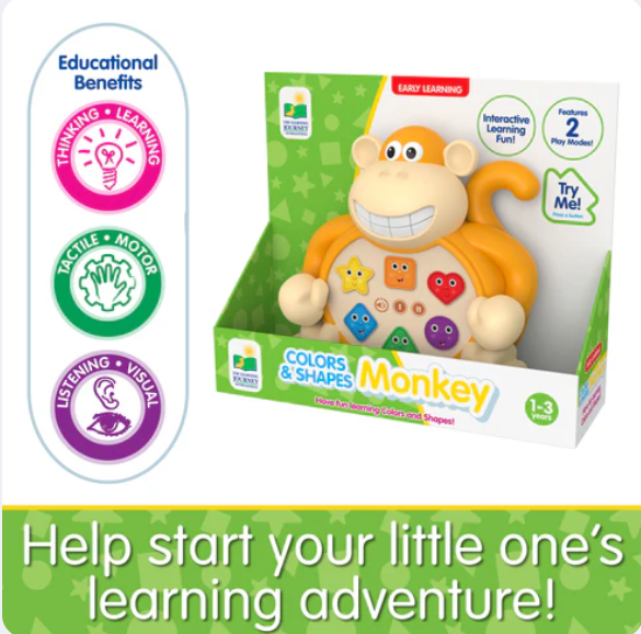 University Games - EARLY LEARNING ANIMALS - COLORS & SHAPES MONKEY - Limolin 