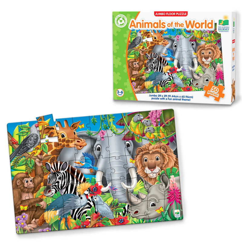 University Games - Jumbo Floor Puzzles - Animals of The World - Limolin 