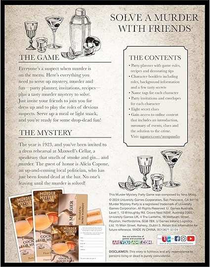 University Games - MURDER MYSTERY - Cocktail for Murder - Limolin 
