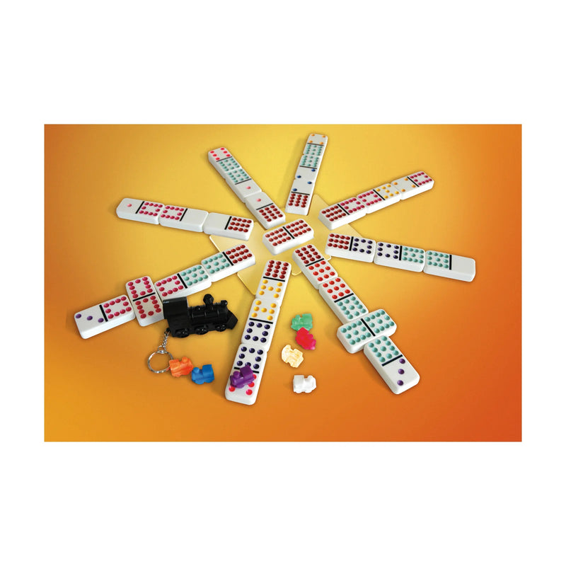 University Games - Mexican Train - Double 12 - Color Dot - Dominoes - W/Tin - Limolin 