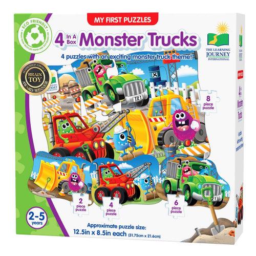 University Games - My First Puzzle Sets - 4-in-A-Box Puzzles - Monster Trucks - Limolin 