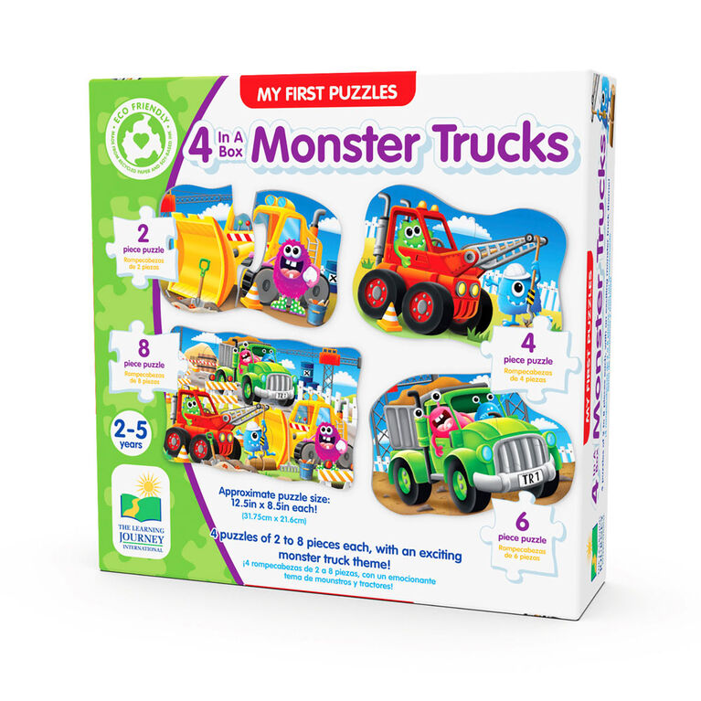 University Games - My First Puzzle Sets - 4-in-A-Box Puzzles - Monster Trucks - Limolin 