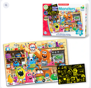 University Games - Puzzle Doubles - Glow In The Dark - Monsters - Limolin 