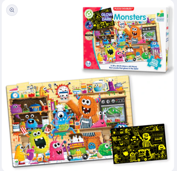 University Games - Puzzle Doubles - Glow In The Dark - Monsters - Limolin 