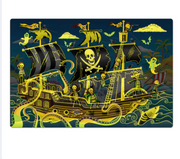 University Games - Puzzle Doubles - Glow In The Dark - Pirate Ship - Limolin 