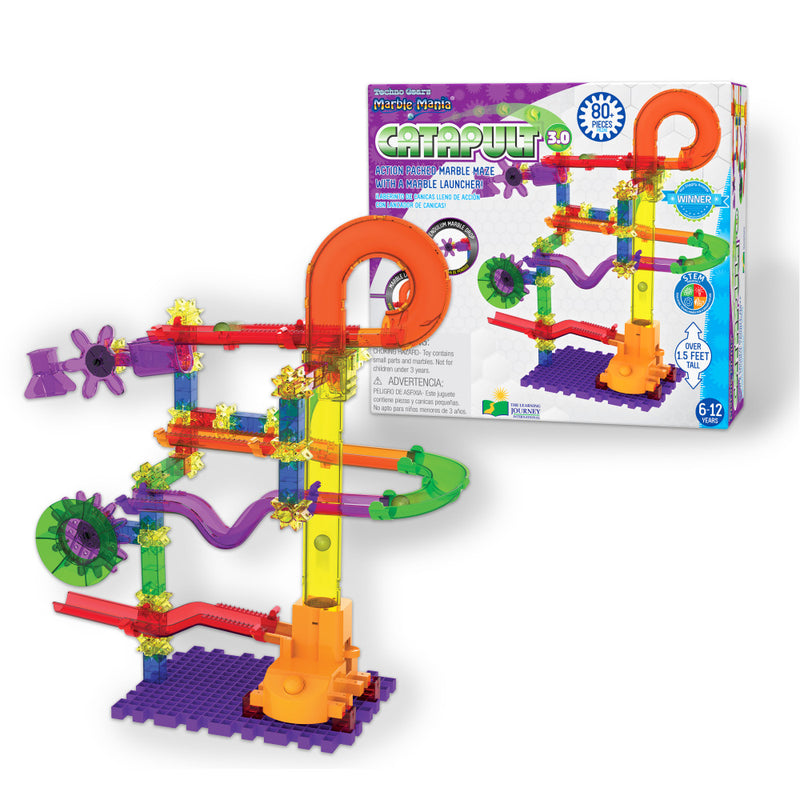 University Games - Techno Gears Marble Mania - Catapult - 80Pcs - Limolin 