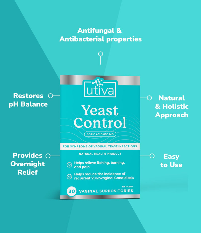 Utiva - Boric Acid Yeast Control Vag Sup - 30 V.Suppositories - Limolin 